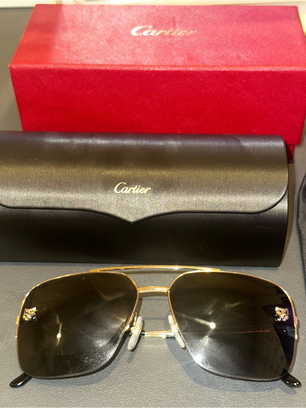 Cartier Men’s Gold Frame Sunglasses with Black Lenses